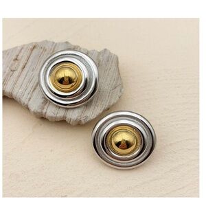 Gold and Silver Round Earrings